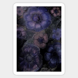 MIDNIGHT BLUE EXOTIC FLORAL BLOOM ART POSTER DECO PRINT TROPICAL VINTAGE DESIGN Sticker